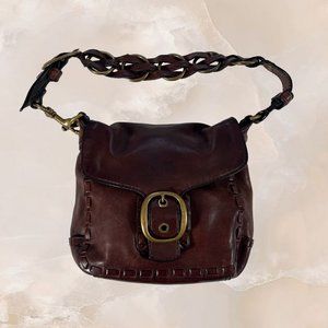 COACH Bleeker Legacy Tattersall Duffle Bag Dark Brown Leather F0769-11446 Rare